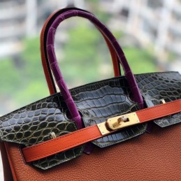 Replica Hermes Brown Orange Crocodile Leather Birkin 30 Bag