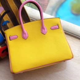 Replica Hermes Yellow Purple Crocodile Leather Birkin 30 Bag