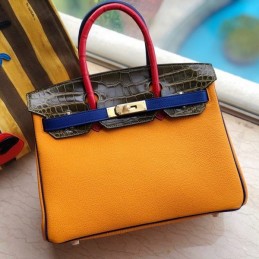 Replica Hermes Orange Gray Blue Crocodile Leather Birkin 30 Bag