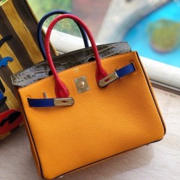 Replica Hermes Orange Gray Blue Crocodile Leather Birkin 30 Bag