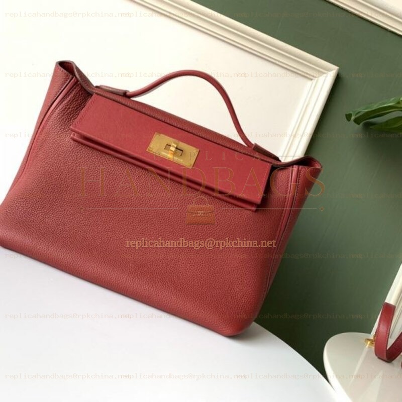 Replica Hermes Red Kelly 2424 29 Gold Hardware Bag