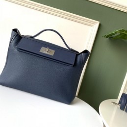 Replica Hermes Navy Blue Kelly 2424 29 Palladium Bag