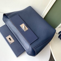Replica Hermes Navy Blue Kelly 2424 29 Palladium Bag