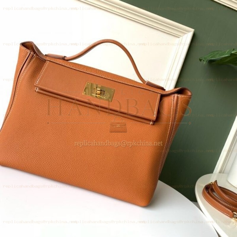 Replica Hermes Orange Kelly 2424 29 Gold Hardware Bag