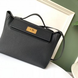 Replica Hermes Black Kelly 2424 29 Gold Hardware Bag