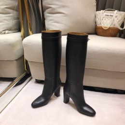 Replica Hermes Black Palladium Buckle Knee High Boot