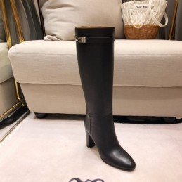 Replica Hermes Black Palladium Buckle Knee High Boot
