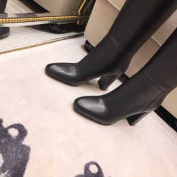 Replica Hermes Black Palladium Buckle Knee High Boot