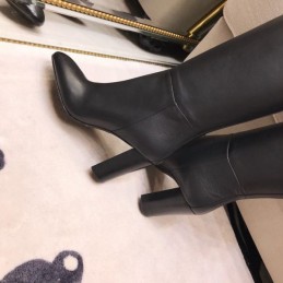 Replica Hermes Black Palladium Buckle Knee High Boot
