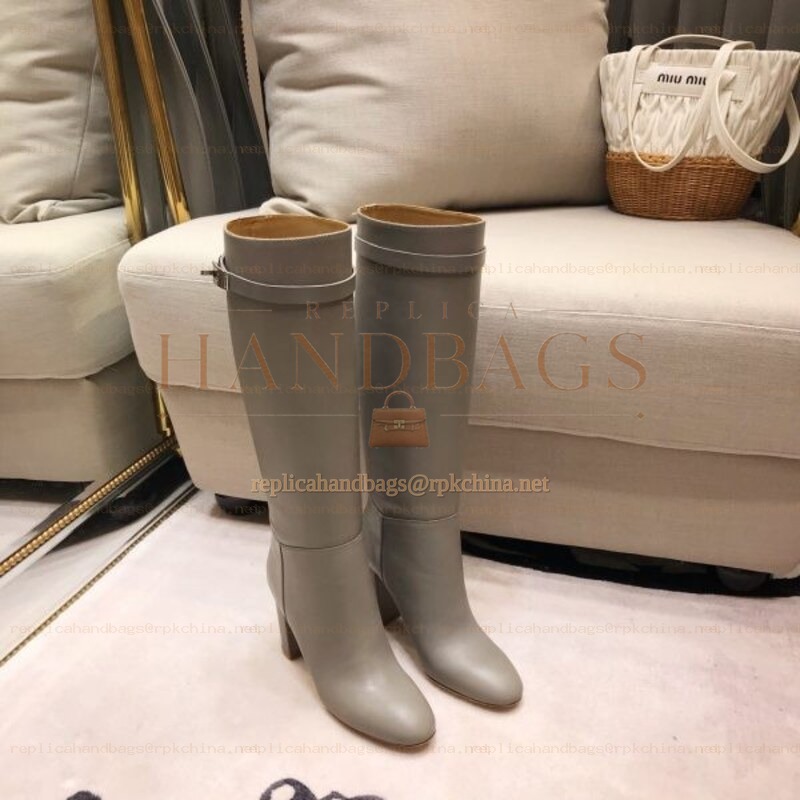 Replica Hermes Gray Knee High Riding Boot