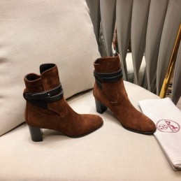 Replica Hermes Brown Suede Ankle Boot