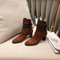 Replica Hermes Brown Suede Ankle Boot