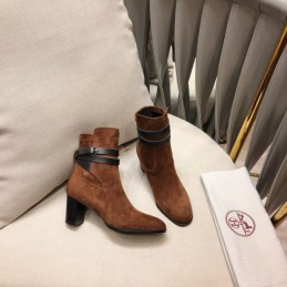 Replica Hermes Brown Suede Ankle Boot