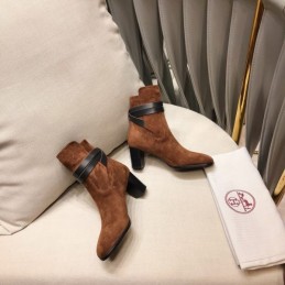 Replica Hermes Brown Suede Ankle Boot
