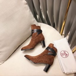 Replica Hermes Brown Suede Ankle Boot