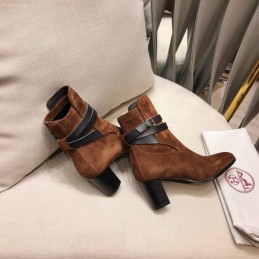 Replica Hermes Brown Suede Ankle Boot