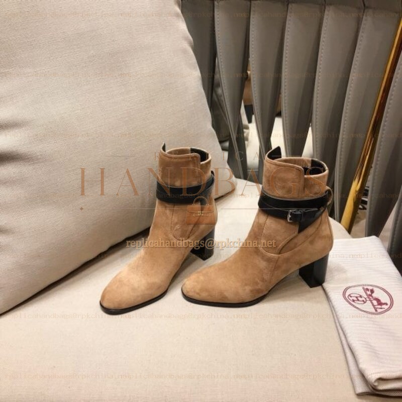 Replica Hermes Beige Suede Ankle Boot