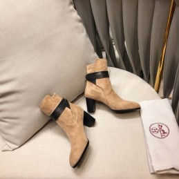 Replica Hermes Beige Suede Ankle Boot