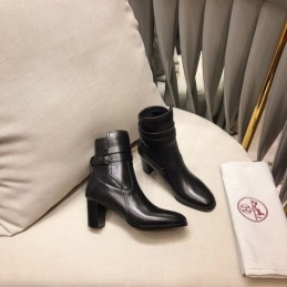 Replica Hermes Black Leather Ankle Boot