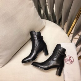 Replica Hermes Black Leather Ankle Boot