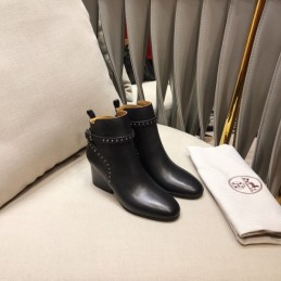 Replica Hermes Black Studded Ankle Boot
