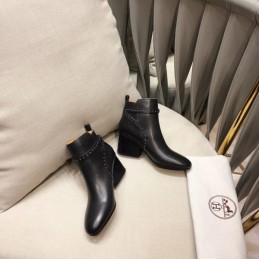 Replica Hermes Black Studded Ankle Boot