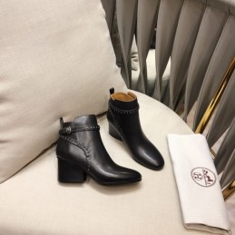 Replica Hermes Black Studded Ankle Boot