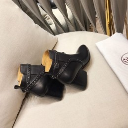 Replica Hermes Black Studded Ankle Boot