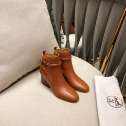 Replica Hermes Tan Leather Ankle Boot