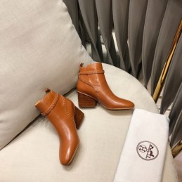 Replica Hermes Tan Leather Ankle Boot