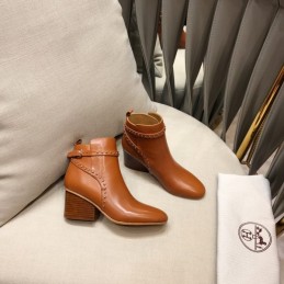 Replica Hermes Tan Leather Ankle Boot
