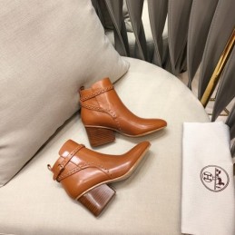 Replica Hermes Tan Leather Ankle Boot