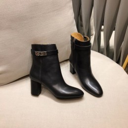 Replica Hermes Black Heeled Ankle Boot