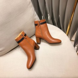Replica Hermes Brown Heeled Ankle Boot