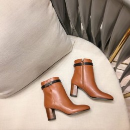 Replica Hermes Brown Heeled Ankle Boot