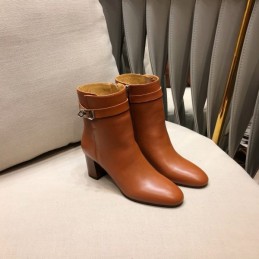 Replica Hermes Cognac Heeled Ankle Boot