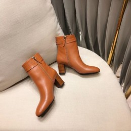 Replica Hermes Cognac Heeled Ankle Boot