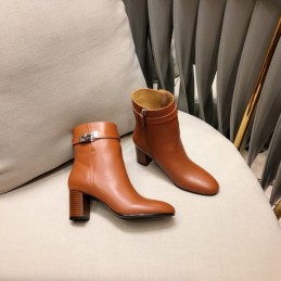 Replica Hermes Cognac Heeled Ankle Boot