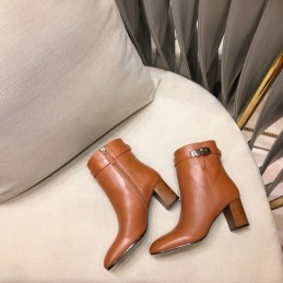 Replica Hermes Cognac Heeled Ankle Boot