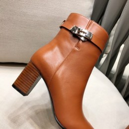 Replica Hermes Cognac Heeled Ankle Boot