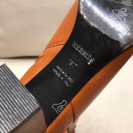 Replica Hermes Cognac Heeled Ankle Boot