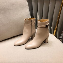 Replica Hermes Beige Heeled Ankle Boot