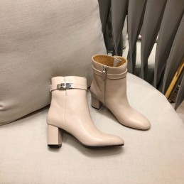 Replica Hermes Beige Heeled Ankle Boot