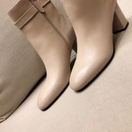 Replica Hermes Beige Heeled Ankle Boot