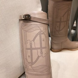 Replica Hermes Blush Quilted Knee High Boot