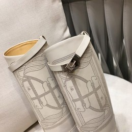 Replica Hermes White Quilted Knee High Boot