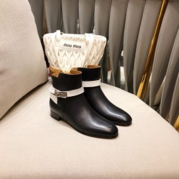 Replica Hermes Black Cuff Ankle Boot