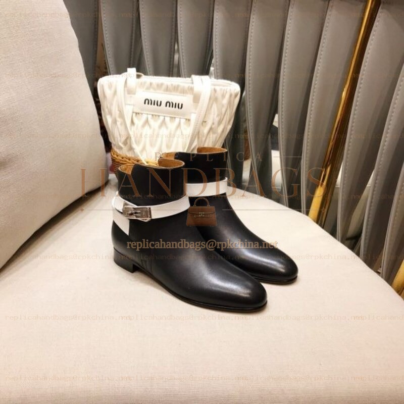 Replica Hermes Black Cuff Ankle Boot