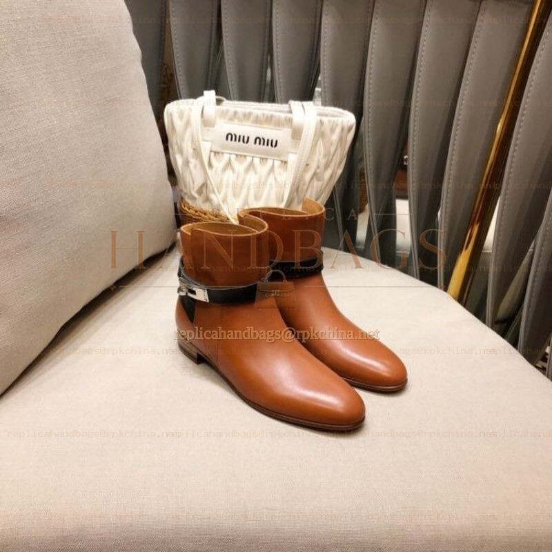 Replica Hermes Brown Cuff Ankle Boot