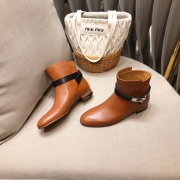 Replica Hermes Brown Cuff Ankle Boot